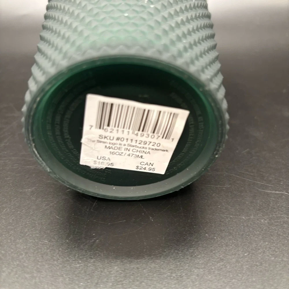 NWT Starbucks Tumbler 2022 Holiday Collection Matte Dark Evergreen Studded 16 oz
